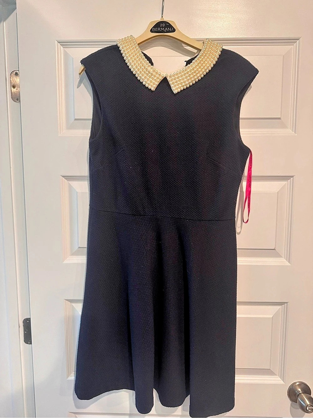 Betsey Johnson Pearl Collar Sleeveless A-Line Dress Black Size 10